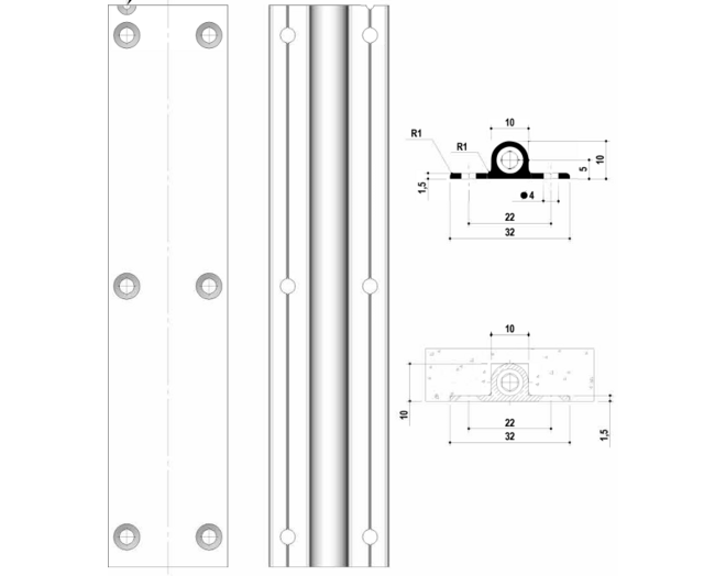 Deurspanner ST701, lengte 2600mm zwart gelakt
