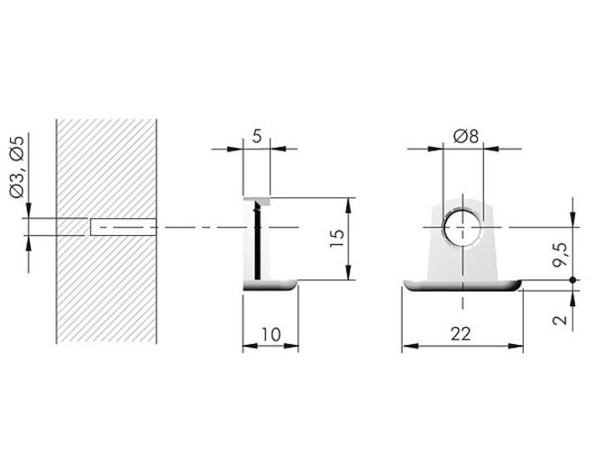 Verbinder (kastgedeelte) TRIS voor euroschroef of SPAX