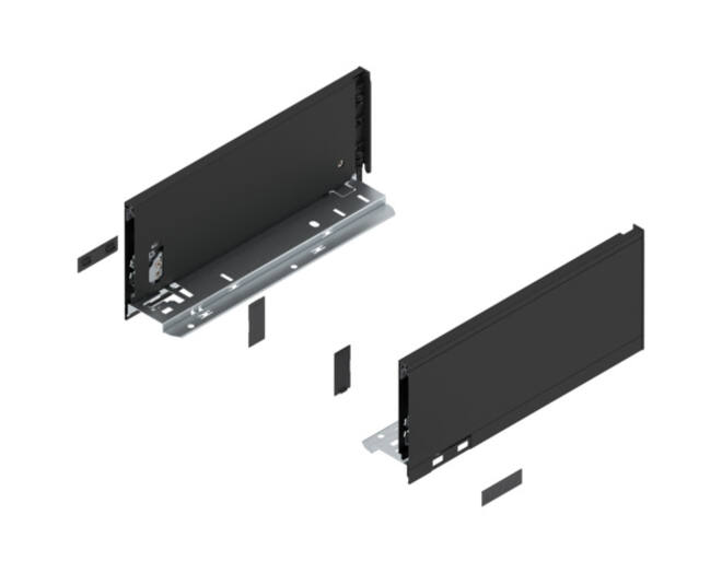 Legrabox ladezijde K 300mm, carbon zwart, hoogte 128,5mm