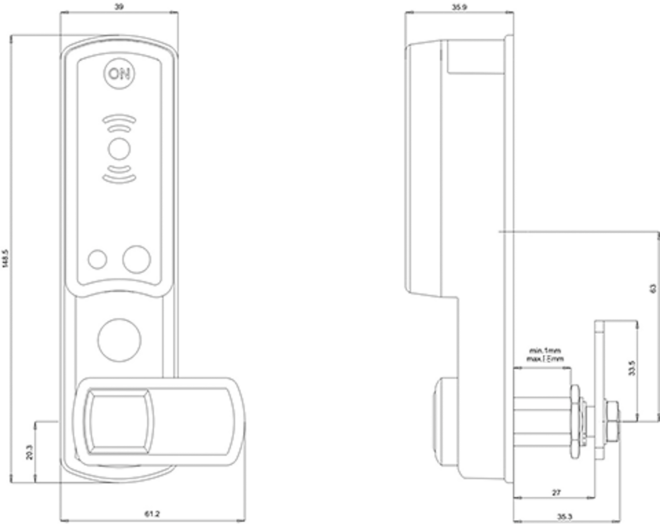 mauer ELLcam Mifare® zwart verticale montage