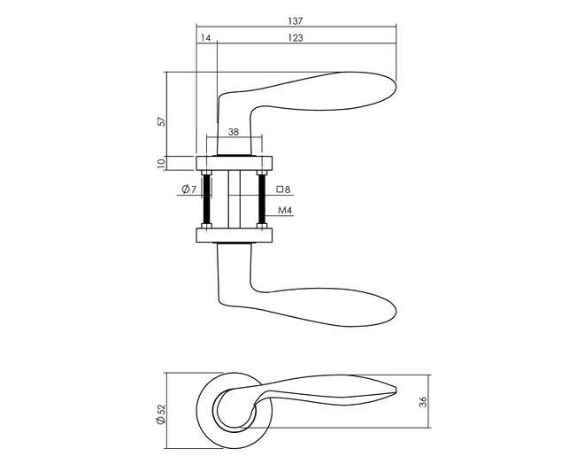 Deurkruk George op ronde rozet ø52x10mm antracietgrijs