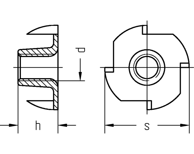 Inslagmoer M4 x 8mm verzinkt