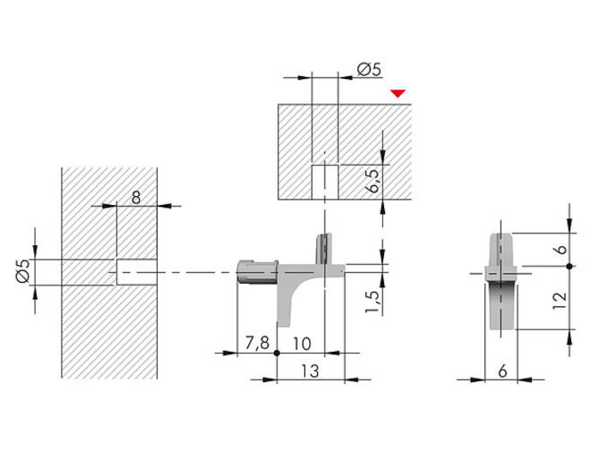 Plankdragers K Line, met 2 stiften 5mm, zwart