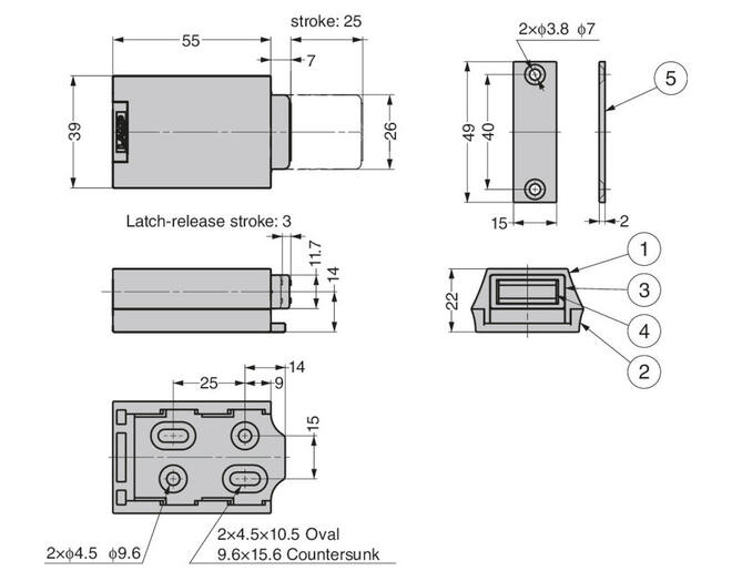 Push to open wit met magneet, voor zware en grote deuren
