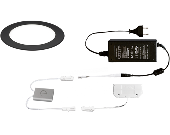 5x Smally 24V mat zwart + Dotti TouchDimmer + driver 24V/24W