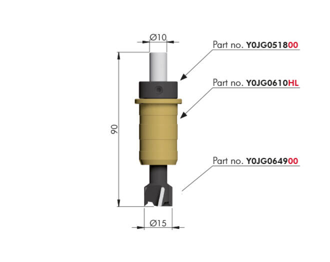 Boor voor 15mm excenters geschikt voor boormal Y0JG0160RO