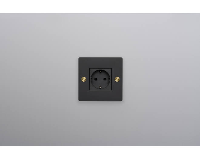EU 1G Socket/Schuko Type F/w/out B+P Logo/Black
