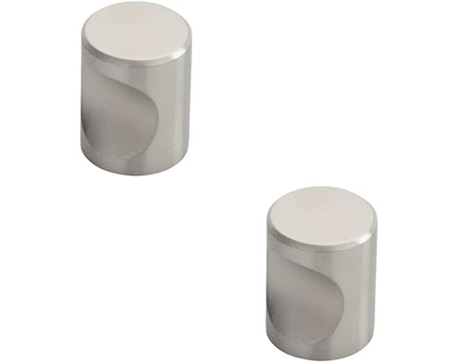 Knop diameter 21mm met uitsparing mat aluminium hoogte 27mm