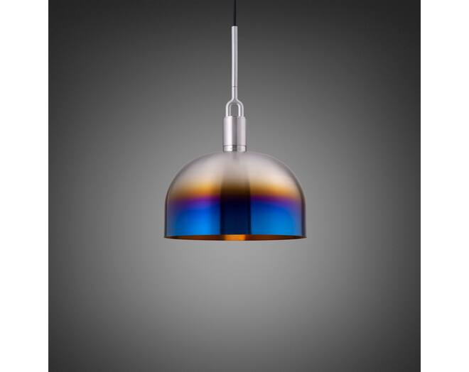 Forked Pendant/Steel/Large Burnt Steel Shade