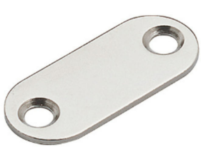 Contraplaat 35x15x1.2mm vernikkeld met 2 schroefgaten