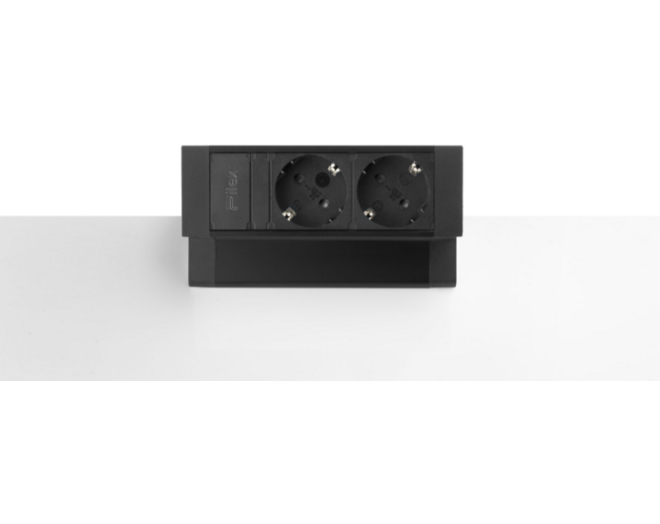 Fellowes power deskup 2.0 zwart 2x 230V, met eGST Plug.