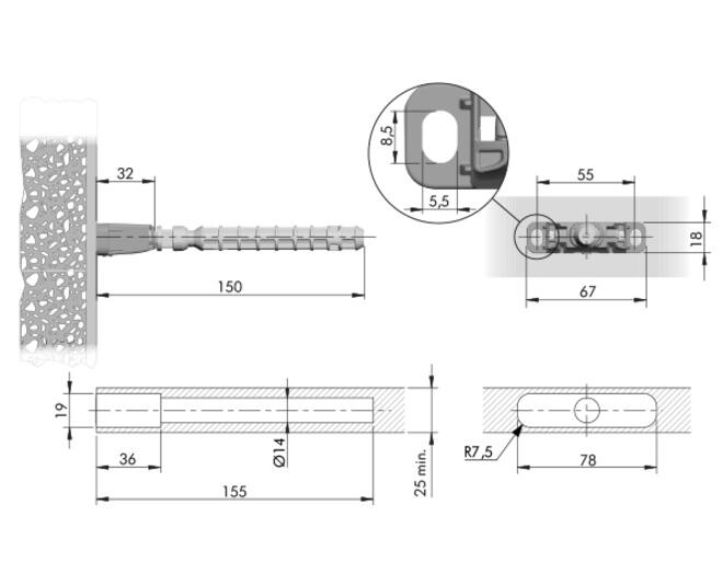 Staafplankdrager Triade MINI PRO voor plank max 200mm diep