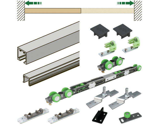 Spaceship 80 W set compleet met rail voor een deur van 100cm