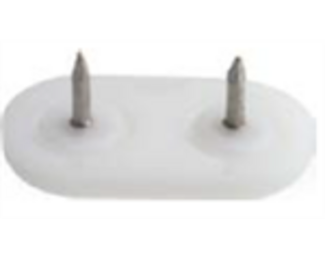 Glijnagel 45x20mm kunststof wit met 2 stiften