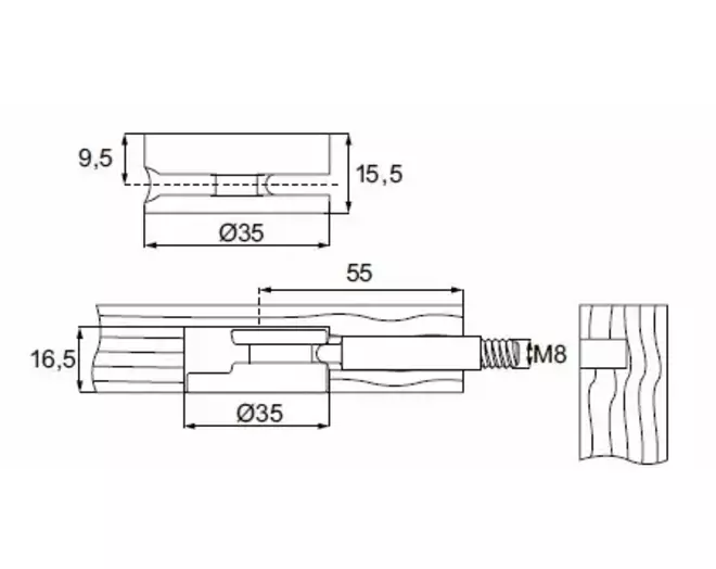 Excenter JUMBOFIX diameter 35mm, dikte 16.5mm