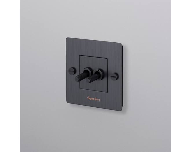 EU 1G Double Toggle Switch/w/ B+P Logo/Smoked Bronze