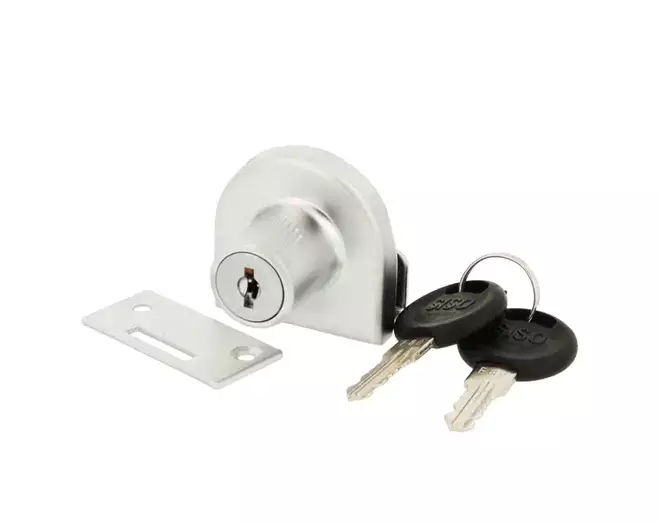 Glasdeurslot 918 voor 8mm glas alu kleur, gelijksluitend