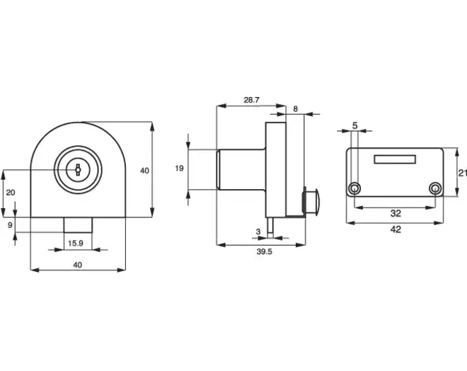 Glasdeurslot 918 voor 8mm glas alu kleur, gelijksluitend