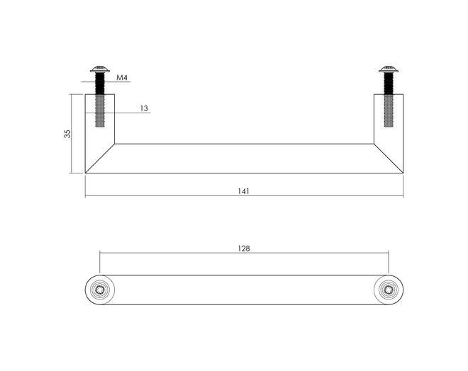 Meubelgreep 141 mm zwart