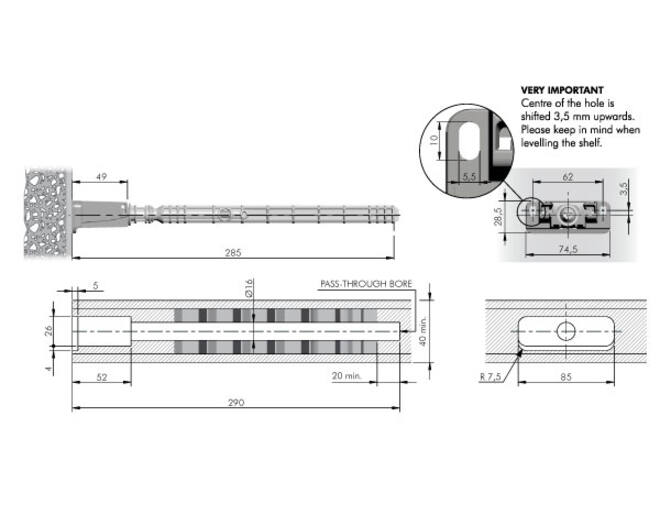 Staafplankdrager Triade XXL PRO voor plank max 400mm