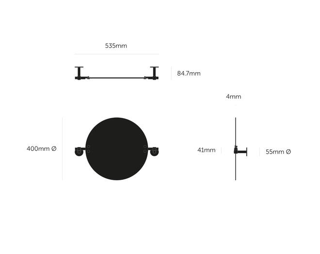 Mirror/Small 400Mm/15.7 Inches/Cast /Welders Black