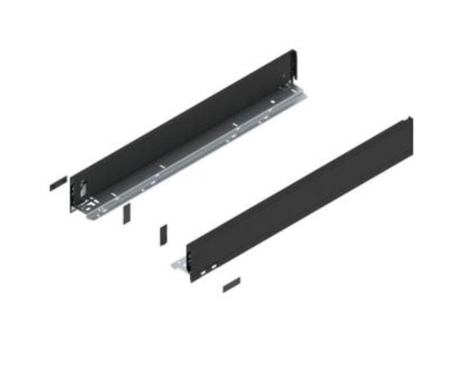 Legrabox ladezijde M 650mm, carbon zwart, hoogte 90,5mm