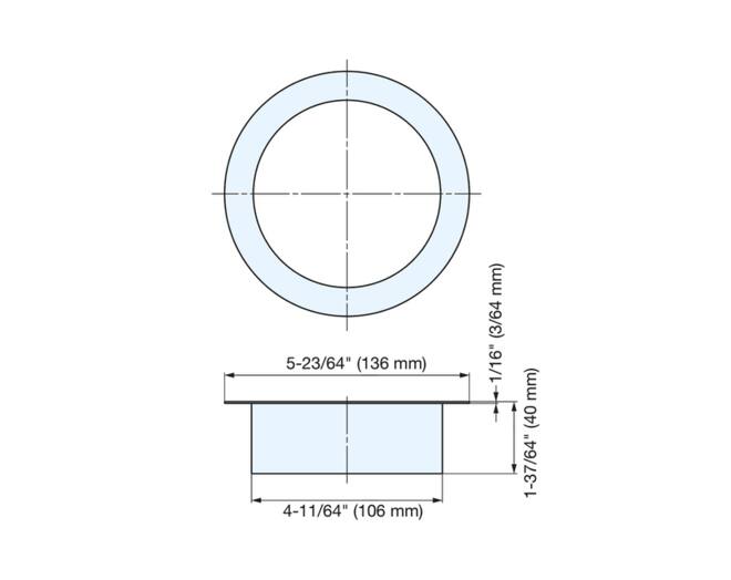 Afvaldoorlaat rond RVS goudkleurig, boorm.106mm, geen deksel