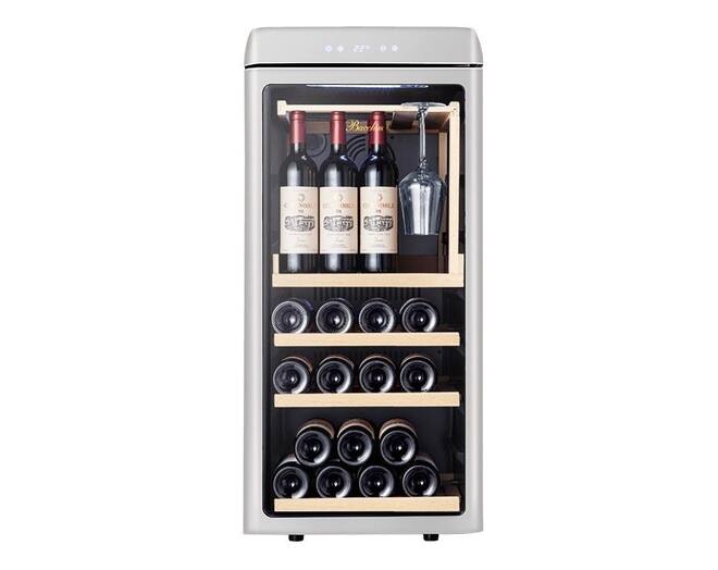 Vinata Wijnklimaatkast Retro Zilver glazen deur, 42 Flessen