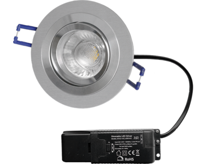 Smooth kantelbare inbouwspot rond Aluminium + Triac driver
