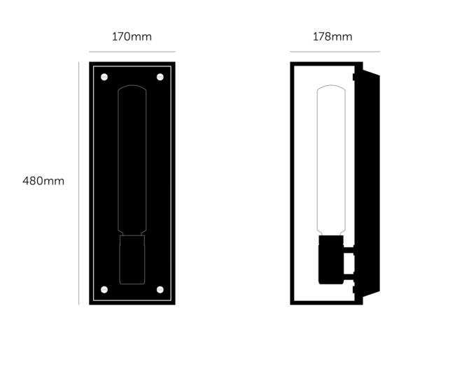 Caged Wall 1.0 Large - Black Marble/Buster Bulb Tube