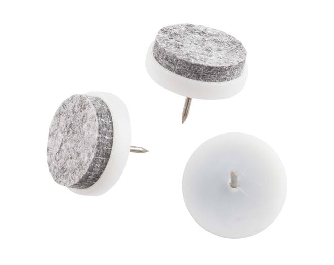Silentaglijder 24mm wit kunststof met grijs vilt
