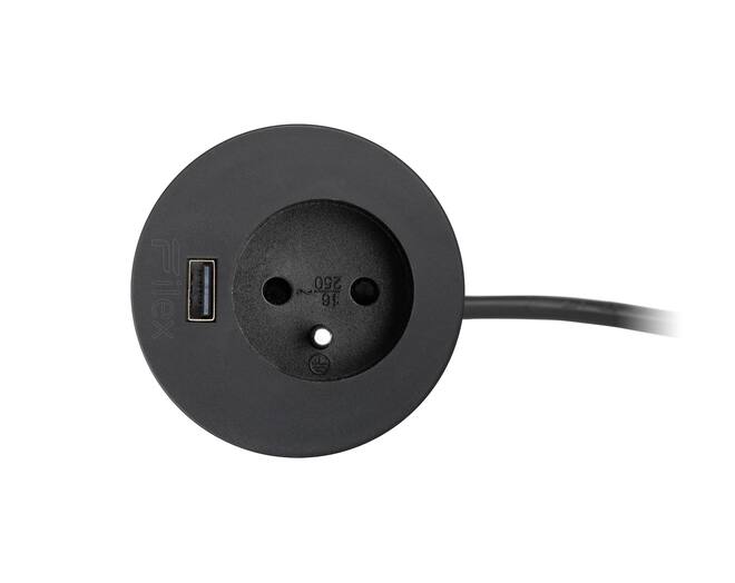 Inbouw module Power spot-FR wit, 60mm. Met Schuko plug.