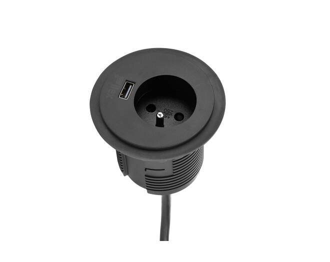 Inbouw module Power spot-FR wit, 60mm. Met Schuko plug.