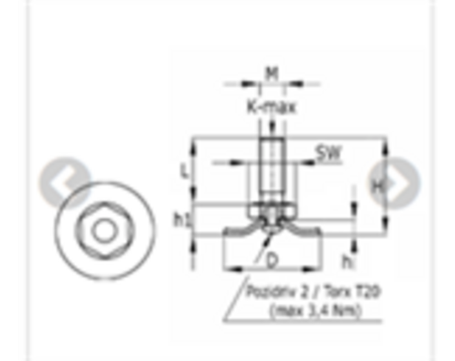 Stelschroef M8x40mm totale hoogte, verzinkt draad 30mm,