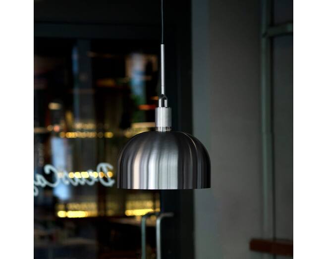 Forked Pendant/Steel/Large Steel Shade