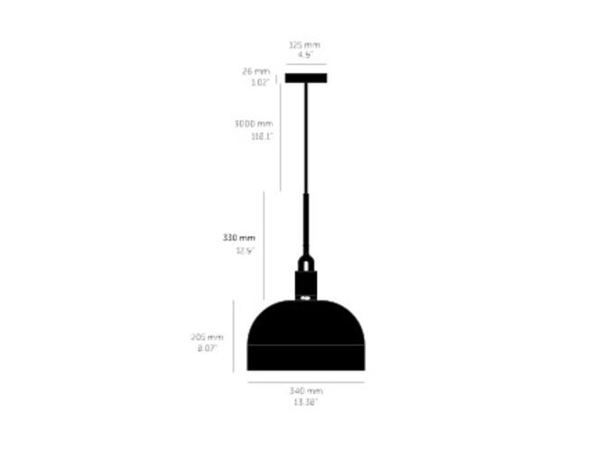 Forked Pendant/Steel/Large Steel Shade