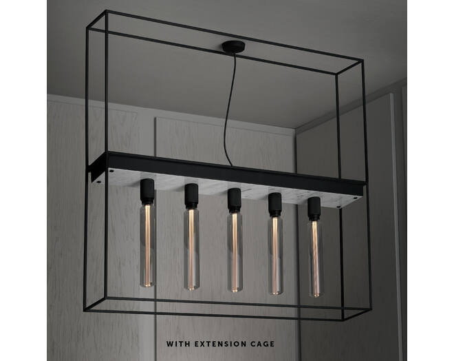 Caged Ceiling 5.0 - Polished White Marble/Buster Bulb Tube