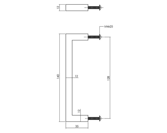 Meubelgreep vierkant 140 mm zwart