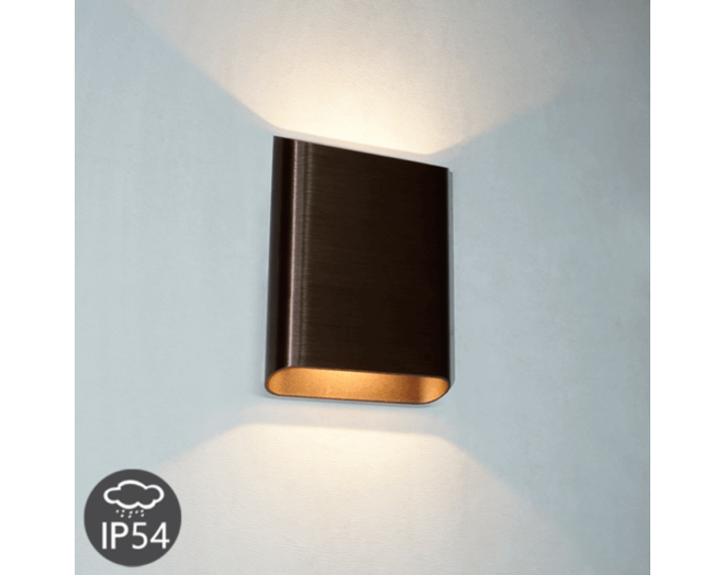 Wandlamp Valencia L Brons Geborsteld up/down Dimbaar IP-54