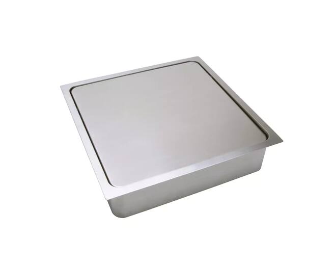 Afvaldoorlaat 300x300mm RVS mat met soft close deksel
