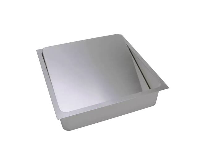 Afvaldoorlaat 300x300mm RVS mat met soft close deksel