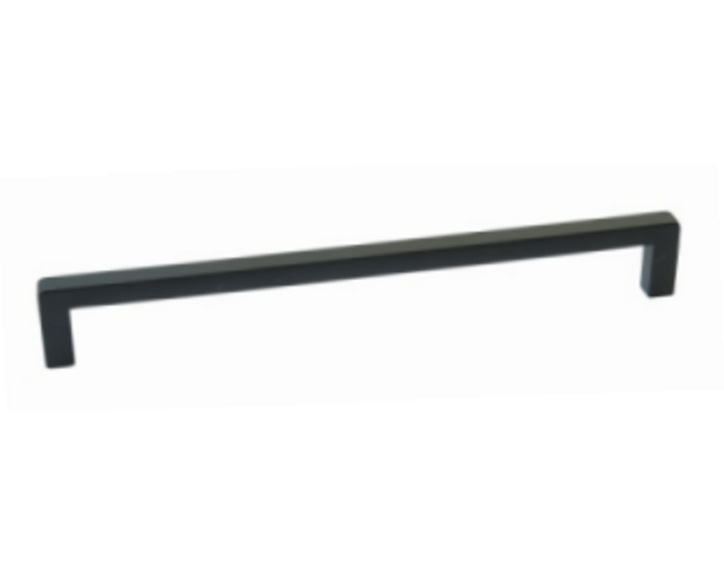 Greep 9x9mm hoh 128mm zwart gelakt totale lengte 136mm