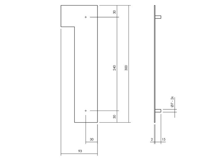 Huisnummer 1 XL hoogte 30cm RVS/mat zwart