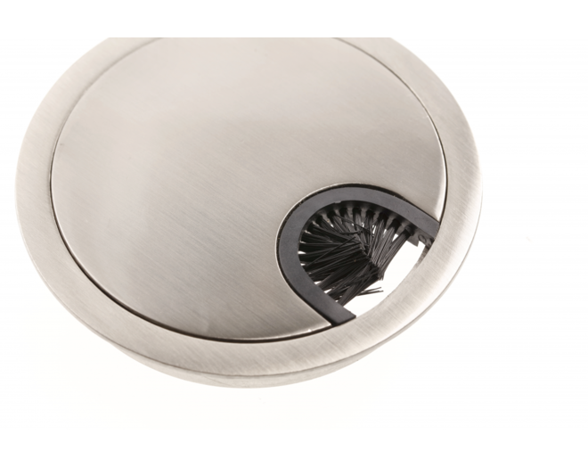 Kabeldoorvoer met borstel 80mm RVS look, inbouwdiepte 13mm,