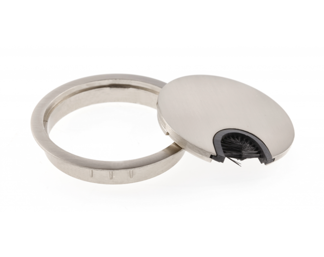 Kabeldoorvoer met borstel 80mm RVS look, inbouwdiepte 13mm,