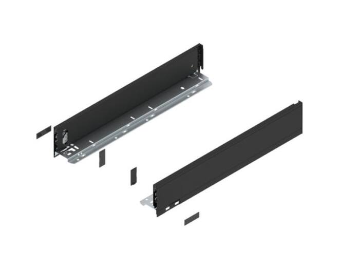 Legrabox ladezijde M 400mm, carbon zwart, hoogte 90,5mm
