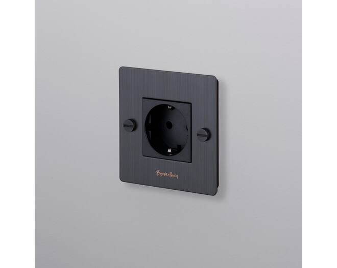 EU 1G Socket/Schuko Type F/w/ B+P Logo/Smoked Bronze