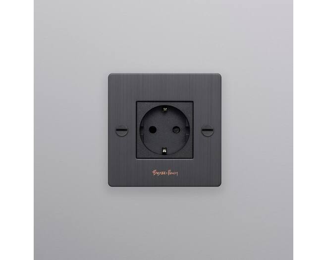 EU 1G Socket/Schuko Type F/w/ B+P Logo/Smoked Bronze