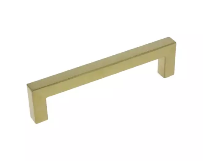 Greep mat messing 8.5x160mm L= 168.5mm, dikte 8.5mm, hoogte
