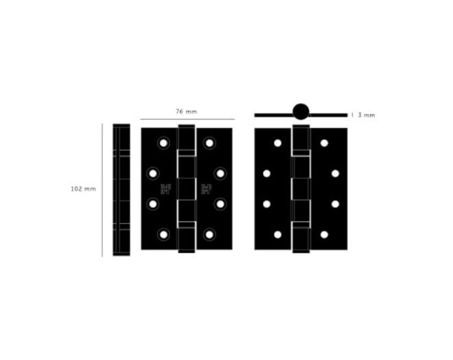 Hinge/102 X 76 X 3 Mm (4 X 3 Inch)/Set Of 2/Welders Bl